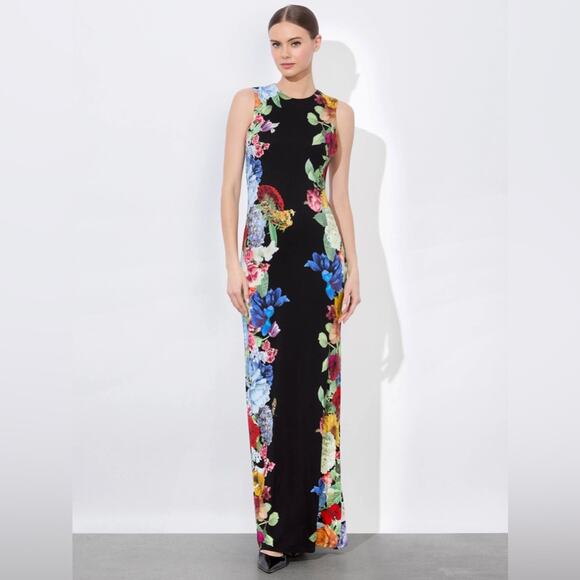 Alice + Olivia Dresses & Skirts - Alice + Olivia Delora Open Back Maxi Dress in Garden Brunch Black 8